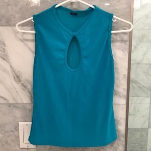 Turquoise Sleeveless KeyholeFront Top